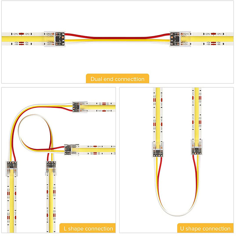 COB LED Strip 3 Pin LED Connector For 10mm COB CCT Tunable White LED Strip Lights COB LED Strip 3 Pin LED Connector For 10mm COB CCT Tunable White LED Strip Lights